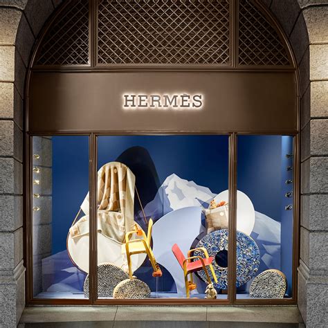 blue plate in hermes window|Hermes window displays images.